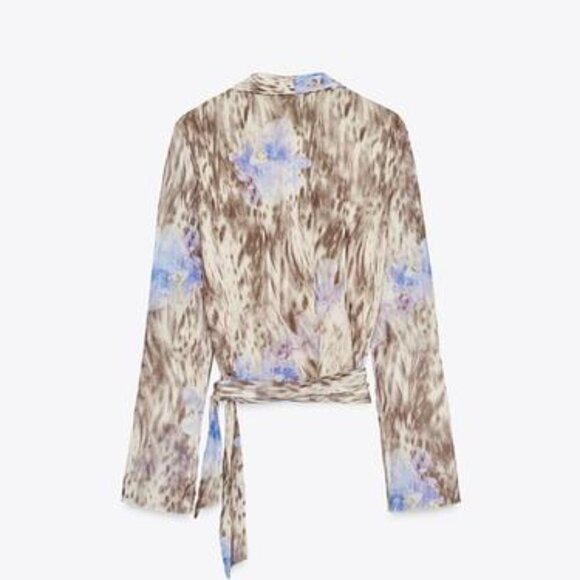 ZARA Printed tulle crossover top SIZE M 5039/137/049 - Picture 8 of 8